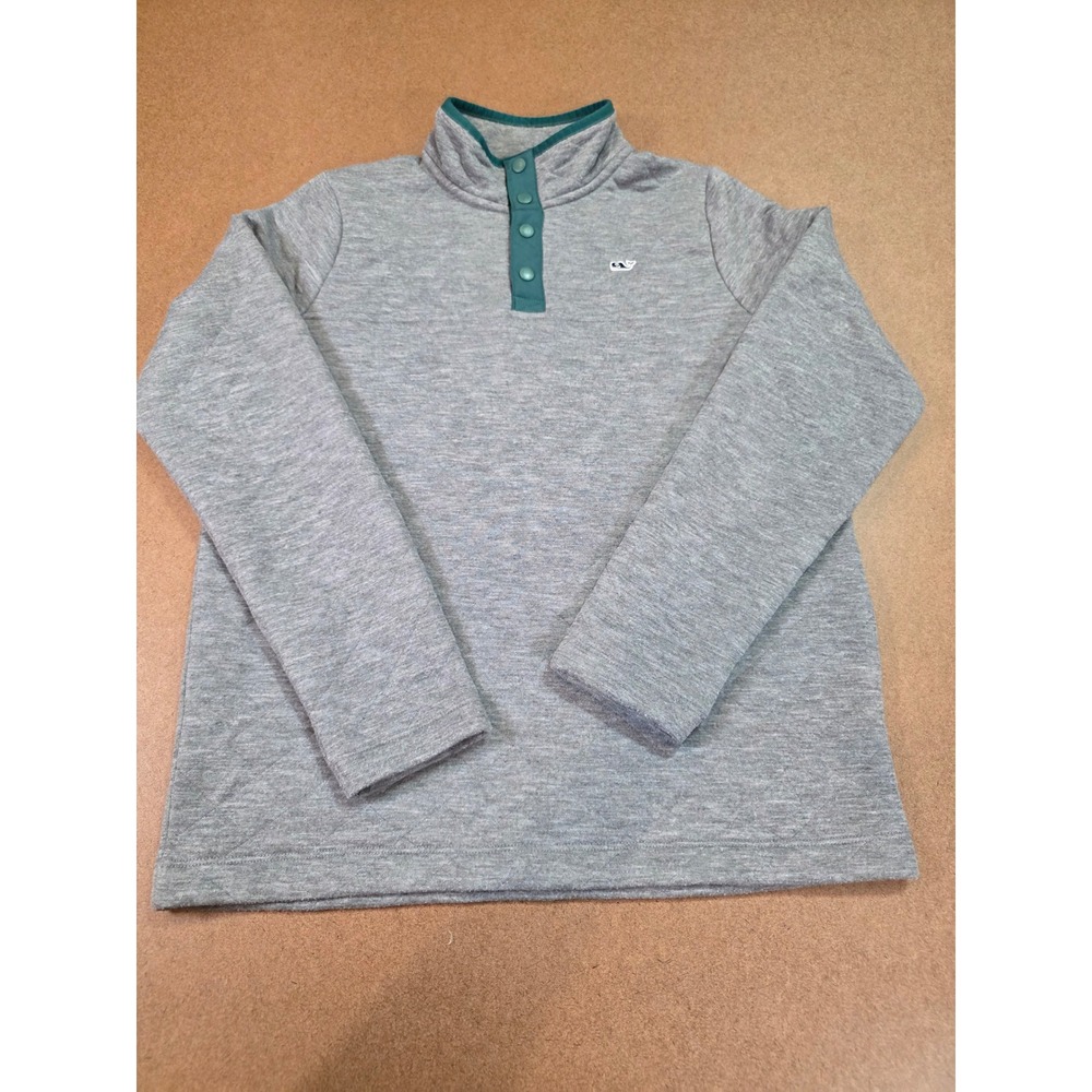 Vineyard Vines Boys Gray Sankaty Quilted‎ Quarter Snap Pullover Size L